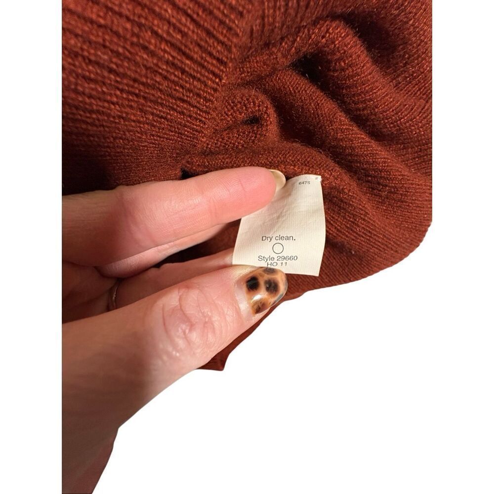 J.Crew V Neck Women XXS Cashmere Sweater Burnt Orange Classic - Picture 5 of 5